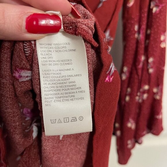 Free People Women's NWT Brick Red Floral Bell Sleeve Tate Printed Tunic XS - Picture 11 of 12